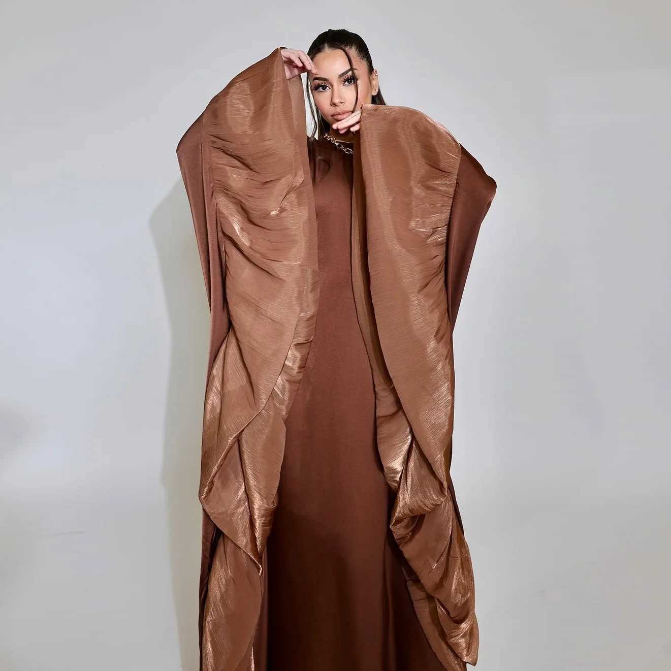 Dubai Abaya Eid Satin Party Dress for Women Muslim Caftan Robe Jalabiya Ramadan Morocco Kaftan Vestidos Largos Ka Femme Gown X250514