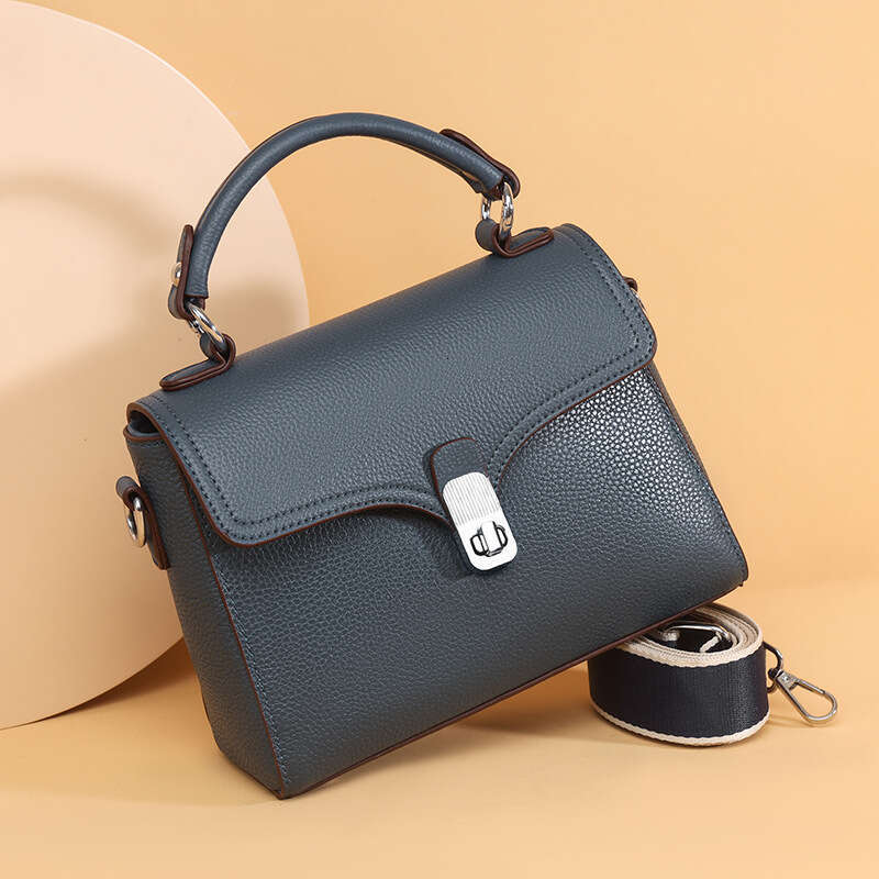 Tote Bag Top Layer Cowhide Fashionable Handbag Versatile Wide Strap Single Shoulder Tote Bag Light Luxury Texture Large Capacity Crossbody Bag KQ