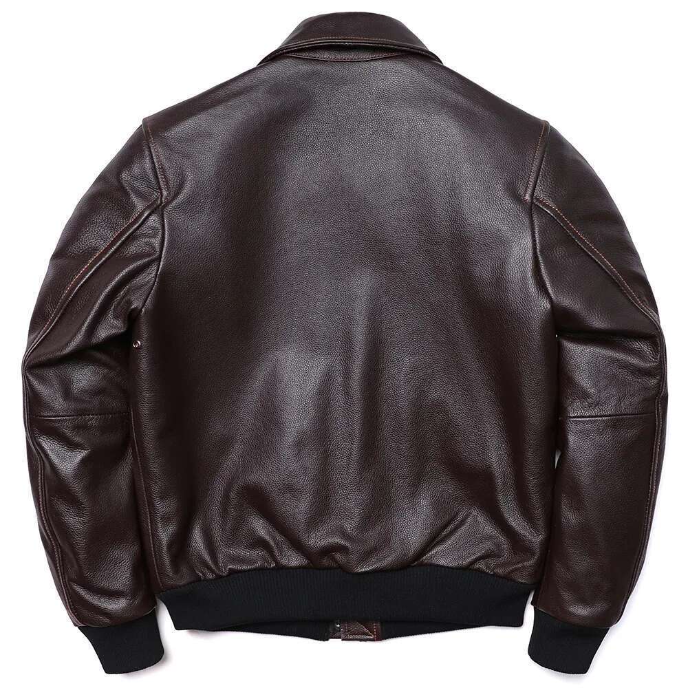 Classical A2 Style Genuine Leather Jacket Men's Air Force Natural Cowhide Coats Brown Calf Skin Clothes Man Flight Clothing Designer