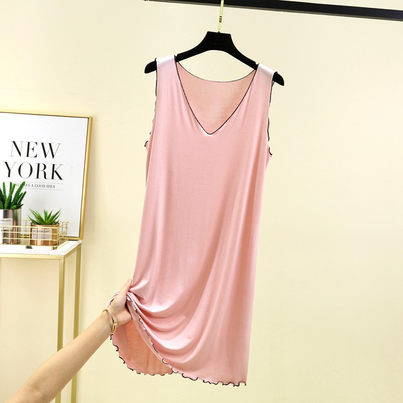 V82160 Large size women's summer nightdress women's summer large size loose sleeveless vest dress dress thin high waist