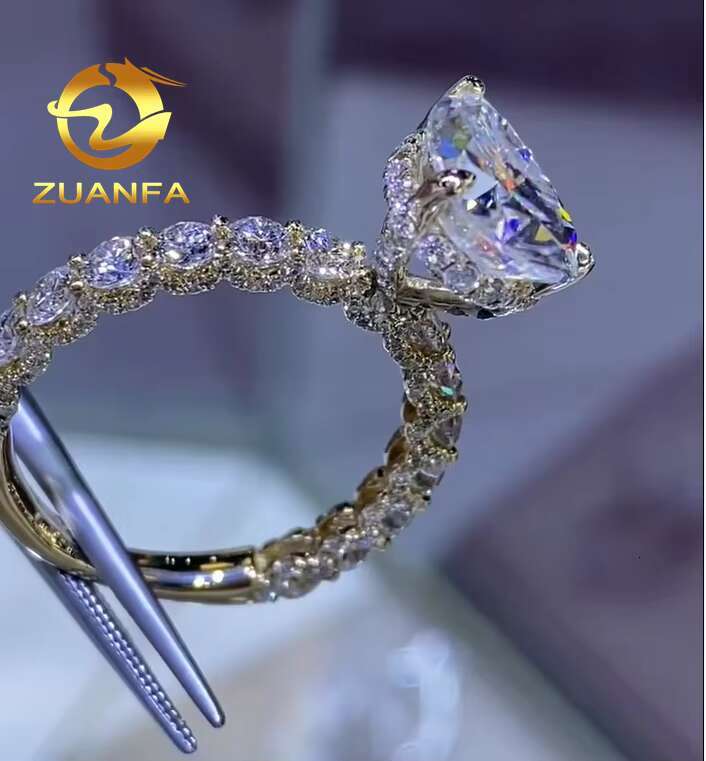 10k Solid Gold Custom 5ct Pear Cut Moissanite Diamond Ring Bling Eternity Engagement Ring Iced Out Hip Hop Ring Luxury