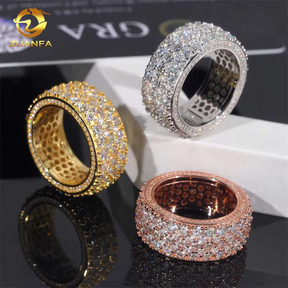 Wholesale Price Hip Hop Eternity Rings 925 Silver Iced Out Moissanite Diamond Ring for Men