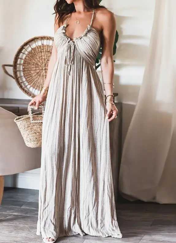 2023 Fashion Sexy New Summer Casual Sexy Suspenders Loose Long Dress Female Clothing OutfitsXJ250514