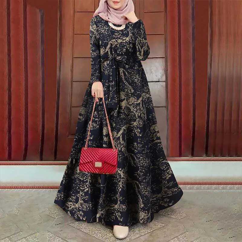 Women dress Eid Muslim Dresses Long Slve O Neck Dubai Abaya Print Long Robe Patchwork Kaftan Casual Abayas Ramadan Morocco X250514