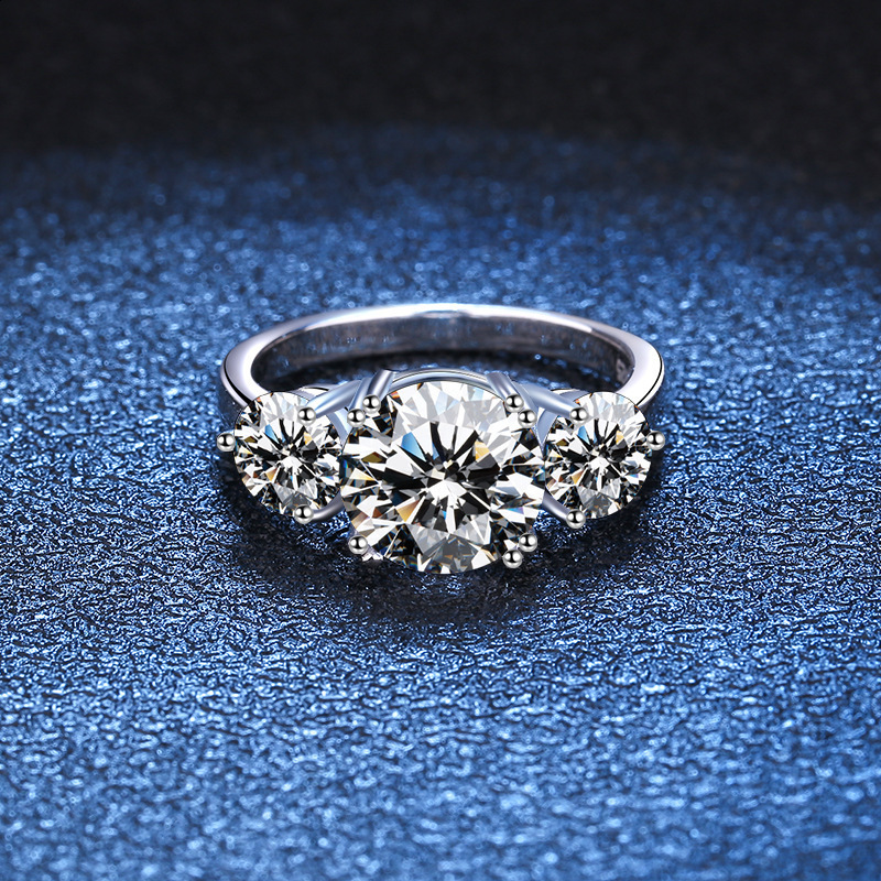 S925 Sterling Silver Ring womens ring plated with Sansheng stone ring straight