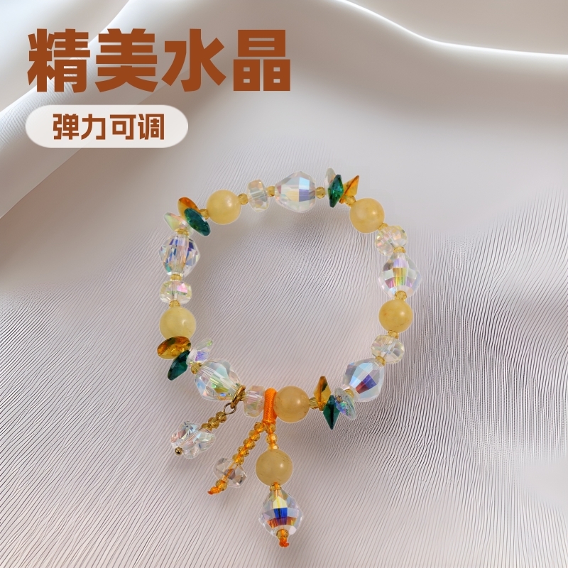New Color Crystal Bracelet Beaded Stone Elastic for Women's Countryside Style Exquisite Simple Handstring Fashion Jewelry