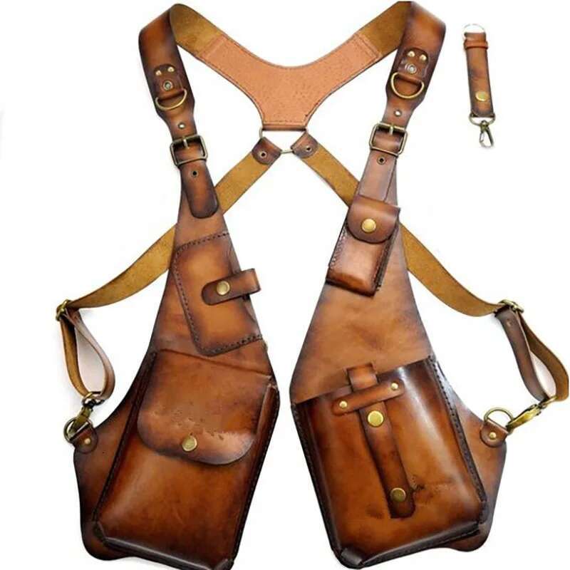 Medieval Leather Harness Holster Hidden Anti-theft Wallet Motorcycle Style Phone Pouch Viking Cosplay Festival Bag Men Women