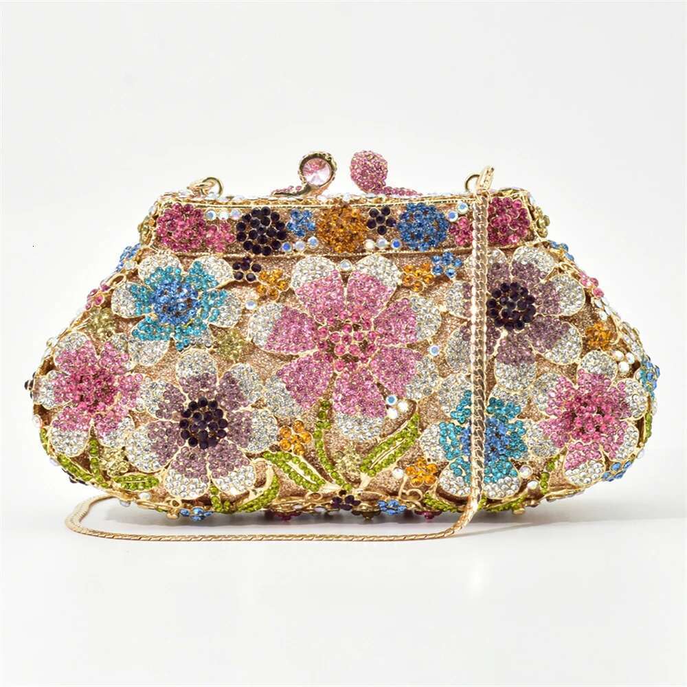 Bling Bridal New Wedding Bag Purses Flower Shape Dia Handbags Fashion Women Crystal Prom Clutch Purse