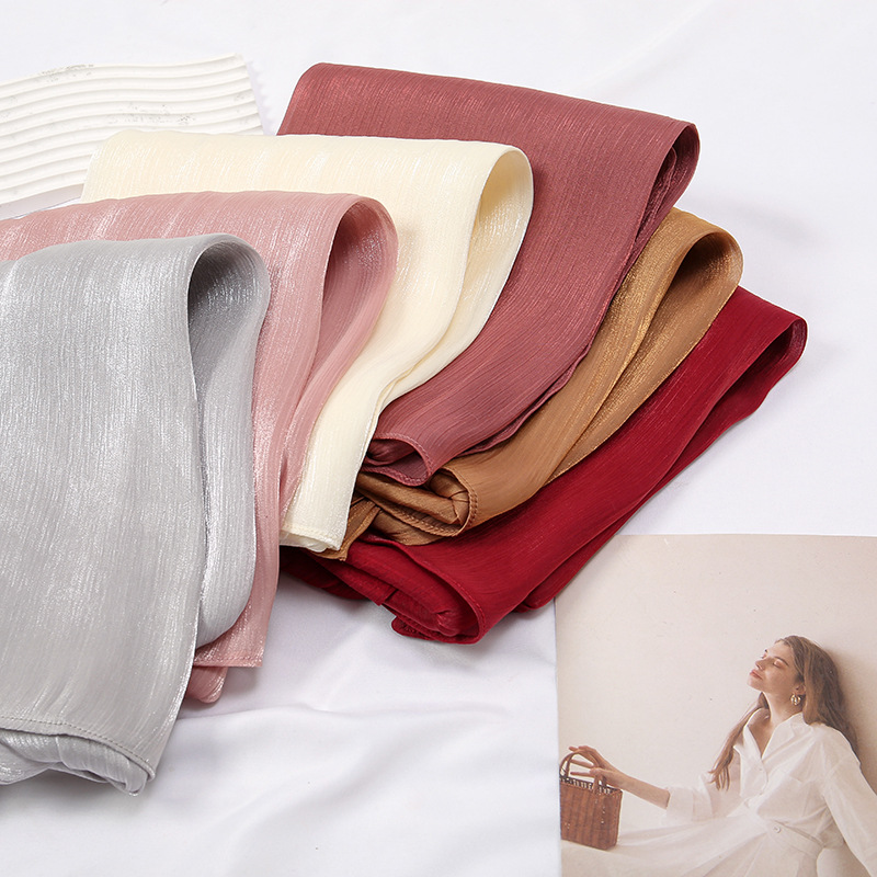 K720 New cross-border cool breathable bright silk chiffon island solid color simple Malay Indonesian ladies headscarf