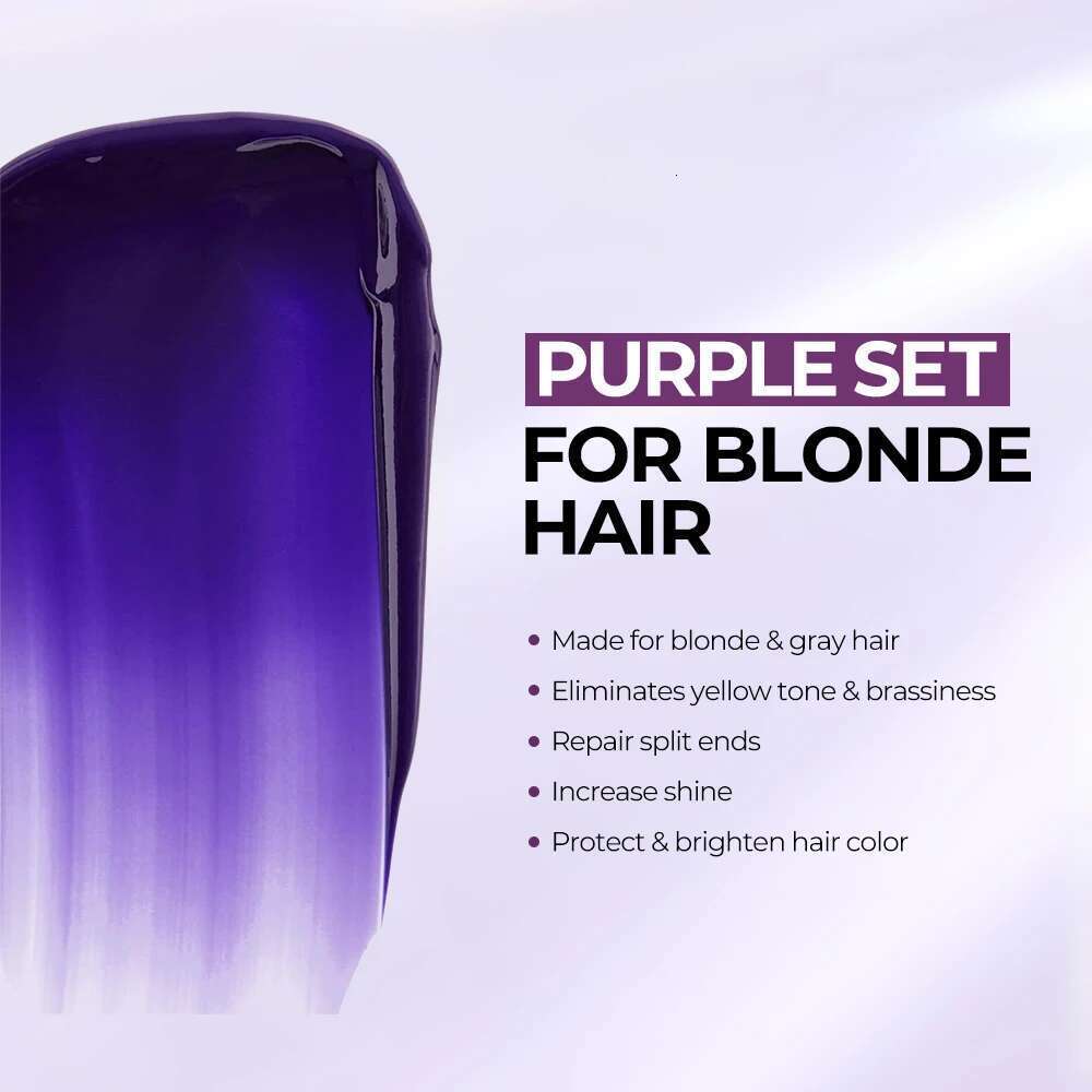Karseell Purple Mask&Shampoo Professional Neutralizes Brass Yellow Tones For Blonde Sier Gray Highlighted Hair