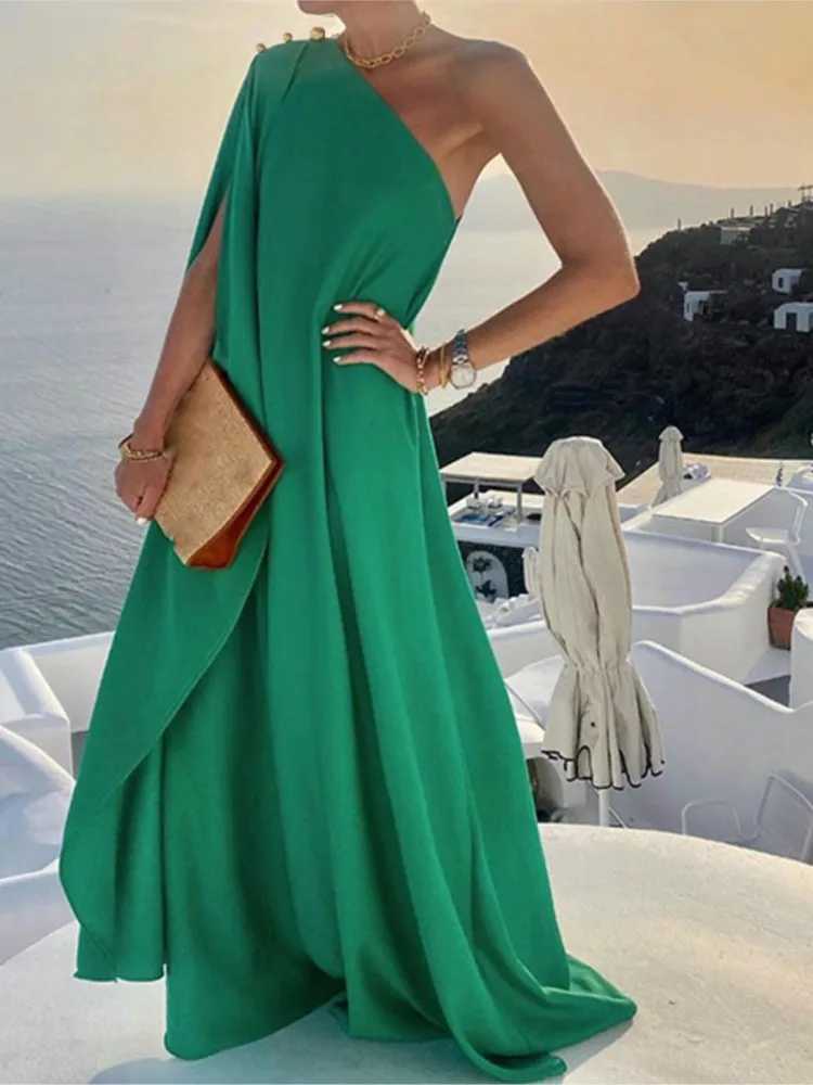 Fashion Elegant Party Dress Women Sexy Off Shoulder Solid Loose Dresses Dress Femme Casual Holiday Beach Skirt Dress Lady SummerXJ250514