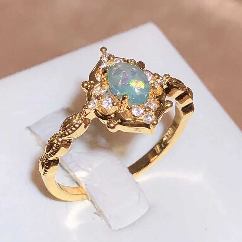 Vintage Rings 925 Silver Jewelry With Opal Zircon Gemstone Gold Color Finger Ring Ornaments For Women Wedding Promise PartyXJ250514