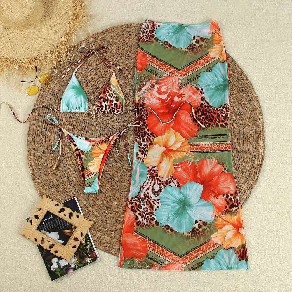 Sexy Print 3 Piece Micro Bikinis Women Swimsuit New Swimwear With Long Sleeve Bathing Suit Beachwear Biquini Female