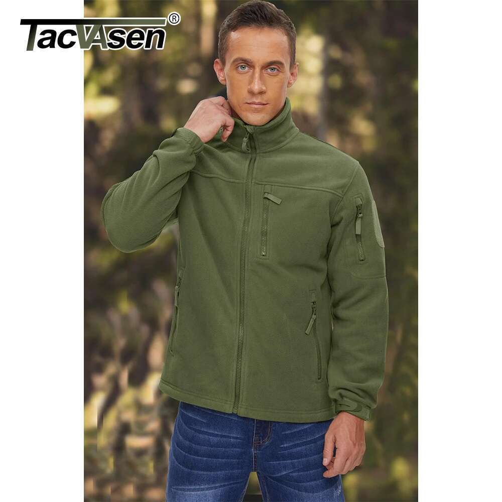 TACVASEN Men's Fleece Jacket Soft Warmth Windproof Full Zip Up Coat Multiple Zipper Pockets Hiking Working Outdoors Windbreaker Designer