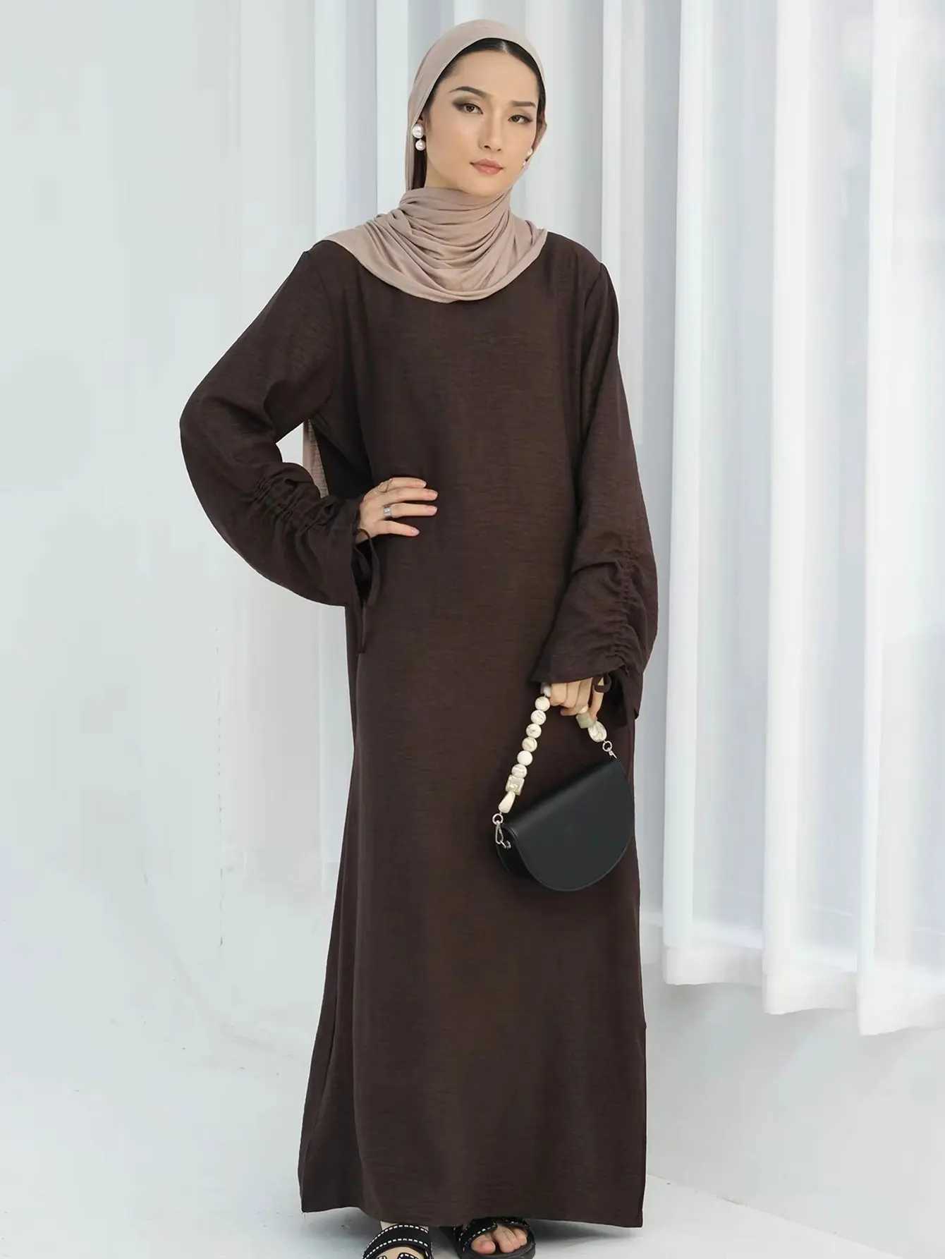 Arab Long Robe Abaya Modest Dress for Women Dress Dubai Saudi Eid Muslim Vestidos Ramadan Morocco Abayas Kaftan Islamic Clothing X2505141