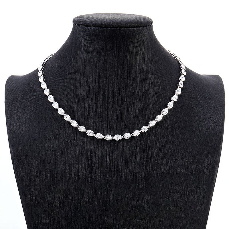 Custom Gra Jewelry 925 Sterling Silver Vvs Tennis Link Ice Out DEF VVS Pear Cut Moissanite Diamond Necklace Chain for Women Men