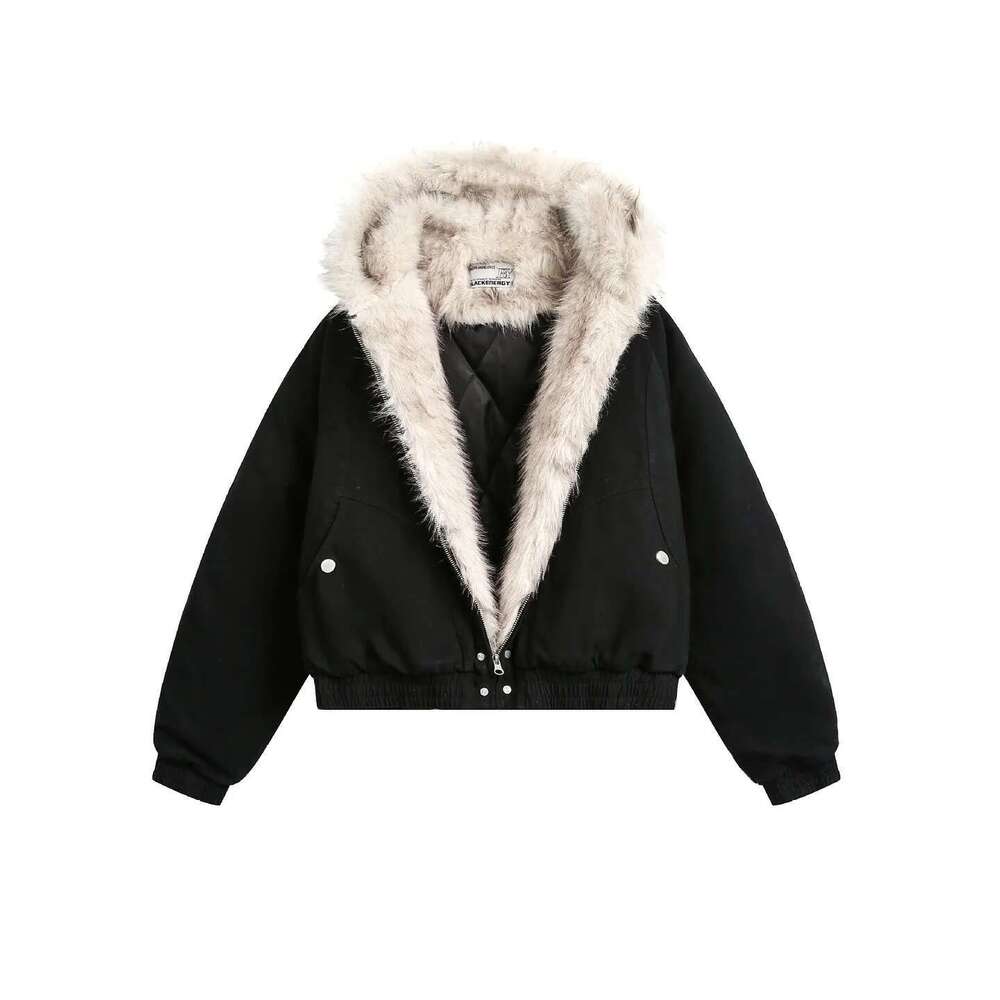 Y2k Winter Warm Clothing Men Women Retro Simple Plush Coat Sportswear New Loose Leather Motorcycle Punk Fur Collar Jacket Couple Designer