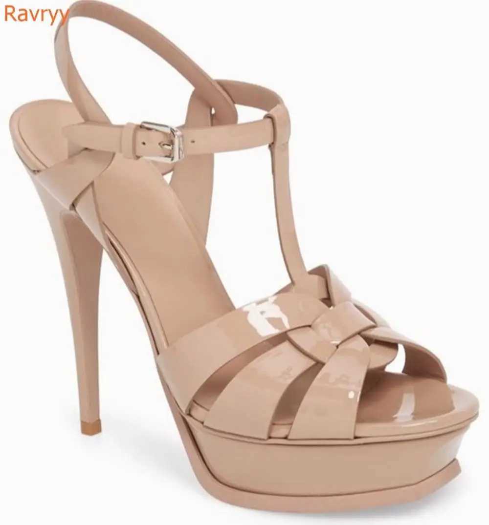 Platform Cross Strap Women Sandals Solid Peep Toe Thin High Heels Pu Slingback Ankle Strap Summer Sandals Fashion Party Shoes W250514