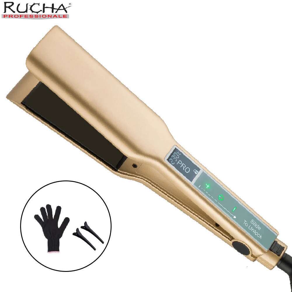 RUCHA Flat Iron Touch Screen Titanium Wide Plate Brazilian Keratin Treatment Hair Straightener MCH Fast Heanting