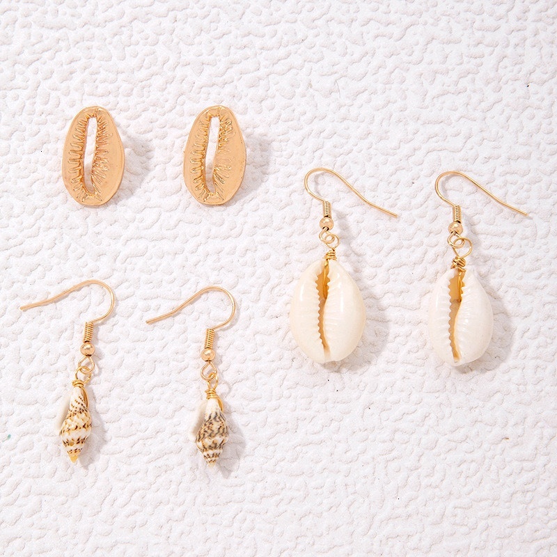Beach style minimalist creative shell, star, conch, starfish, earrings, five pairs of exquisite accessories set