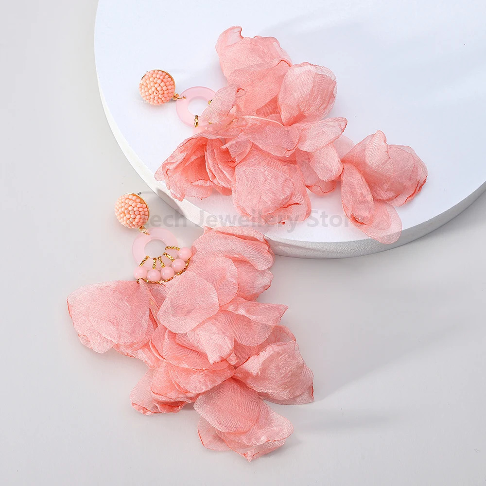 Multicolor Handmade Flower Decor Fashion Bride Wedding Party Jewelry Trend Glamorous Dangle Drop Earrings For Women 250514