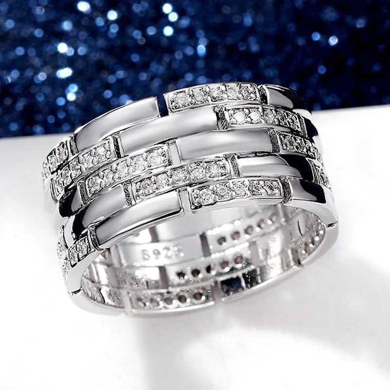 Luxury 925 Sterling Silver Women Finger Rings Shiny CZ Anniversary Gift Simple Stylish Design Versatile Fashion JewelryXJ250514
