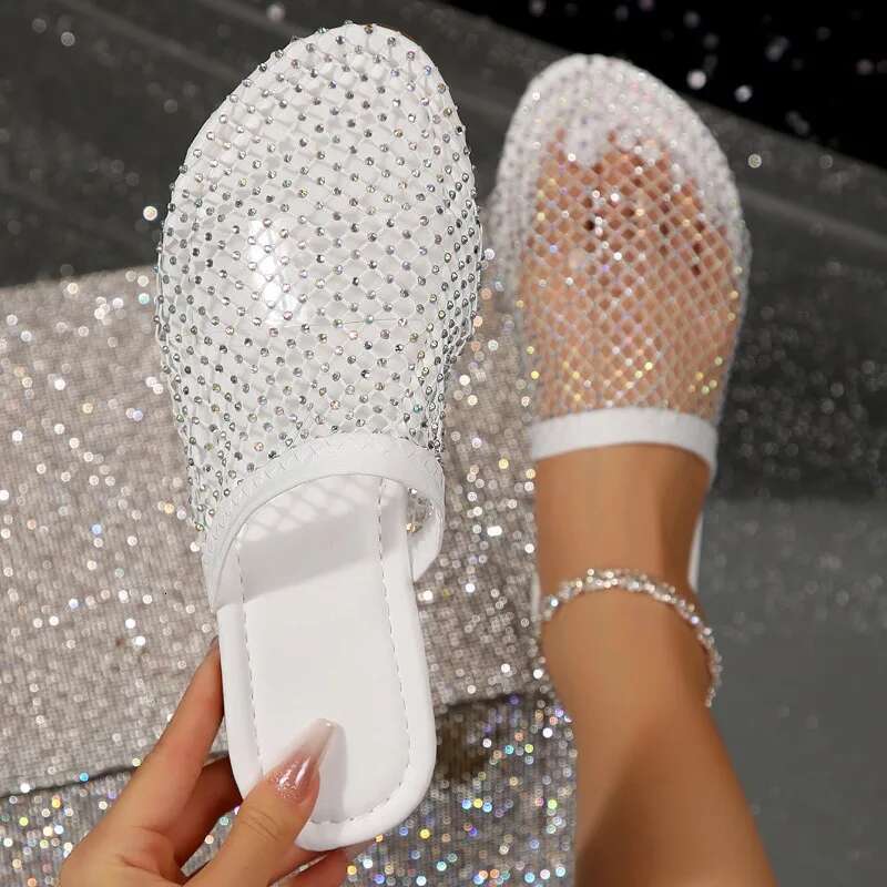 Summer New Round Head Slippers Water Dia Flat Home Anti-skid Sandals Slides Women atos De Mujer