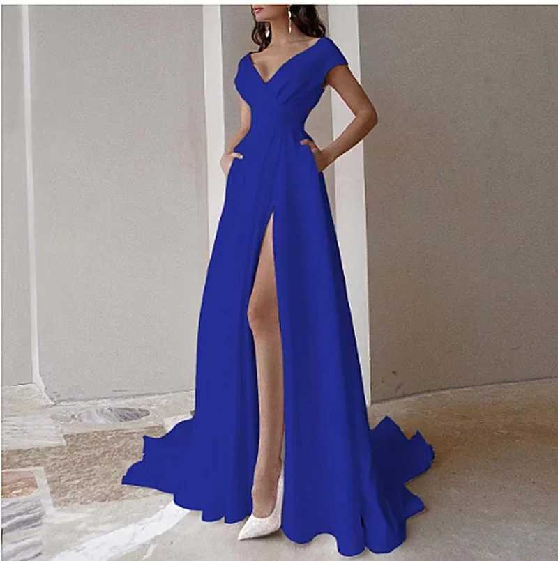 Spring Hot Sale Of The Season White V-neck Pure Color Long Dress Commute Style with Lace Trim Mid Waist Elegant Womens Dress SlXJ250514