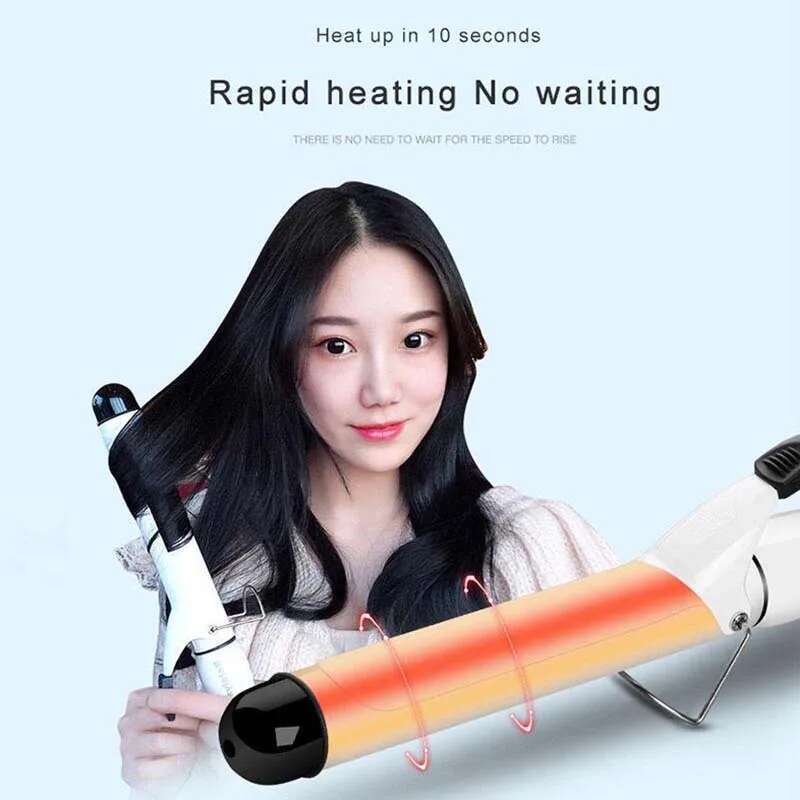Hair Curling Electric Ceramic Large Wave 25Mm Professional Curly Bangs Inside Button Curler Iron Styling Tool
