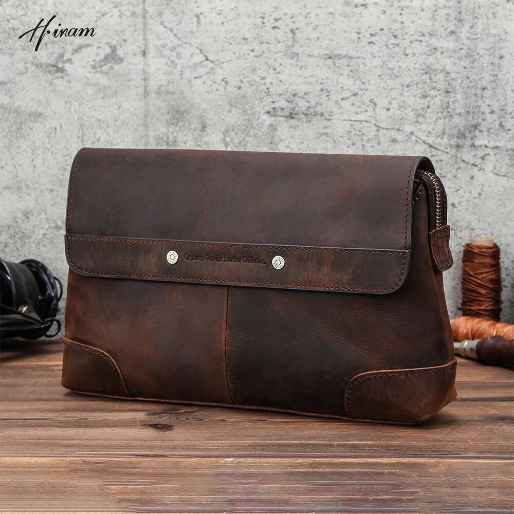 Cowhide Leather Men's Clutch iPad Mini 4 5 6 Iphone Clutches For Male Men Wallet Fashion Large Capacity Purse Gift