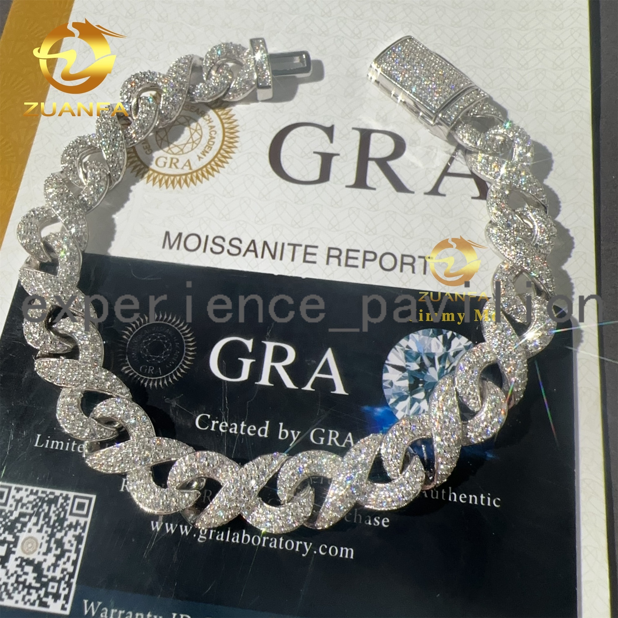 New Arrivals 10mm Width 925 Solid Silver Iced Out Hip Hop Jewelry VVS1Moissanite Diamond Franco Cuban Link Infinity Bracelet Men