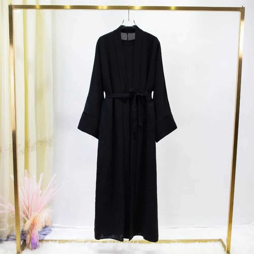 2pics Muslim Sets Muslim Jilbab Two Pieces Women Out Abaya Loose Cardigan Coat Slveless Inner Dress Prayer Clothing with Belt X250514