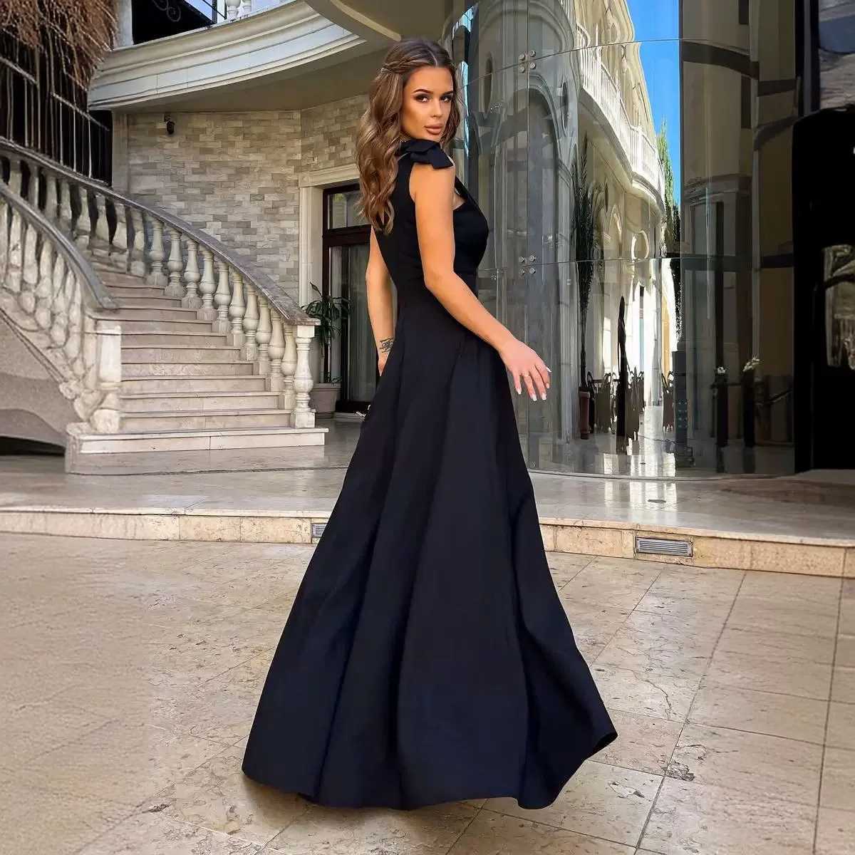 Spring Summer Elegant Womens Casual Dress 2024 New Fashion Evening Party Sexy V-neck Long Off Shoulder Womens Prom DressesXJ250514