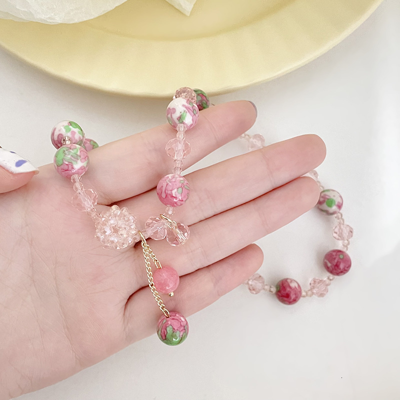 Creative and Personalized Korean Women's Rain Colored Stone Fashion Crystal Elastic Rope Double Loop Bracelet Hand String Jewelry