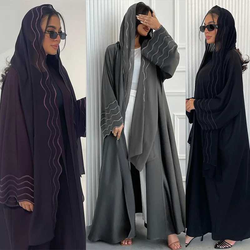 Dubai Arabic Hijab Dress Women Muslim Open Abaya Kimono Cardigan Scarf Robe Eid Ramadan Marocain Kaftan Femme Musulmane Jalabiya X2505141
