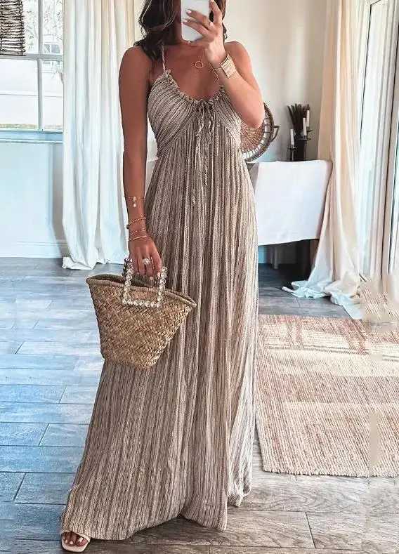2023 Fashion Sexy New Summer Casual Sexy Suspenders Loose Long Dress Female Clothing OutfitsXJ250514