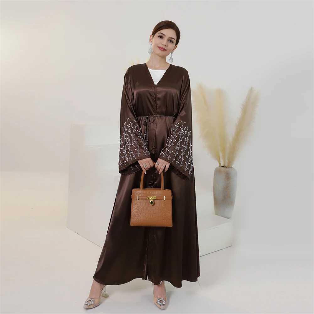 Muslim Beaded Dress Dubai Turkey Kaftan Eid Ramadan Islamic Jalabiya Kimono Cardigan Arabic Open Abayas Femme Musulman Vestidos X250514