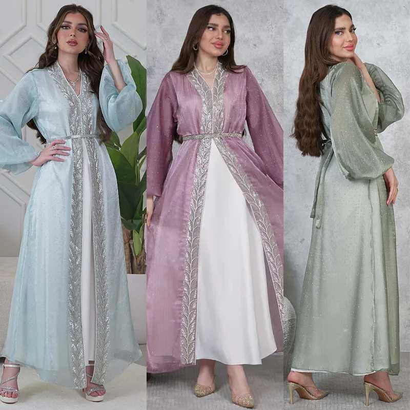 2PCS Muslim Women Dress Dubai Abaya Kaftan Turkey Embroidery Jalabiya African Party Gown Arab Robe Islam Clothing Ka Caftan X250514