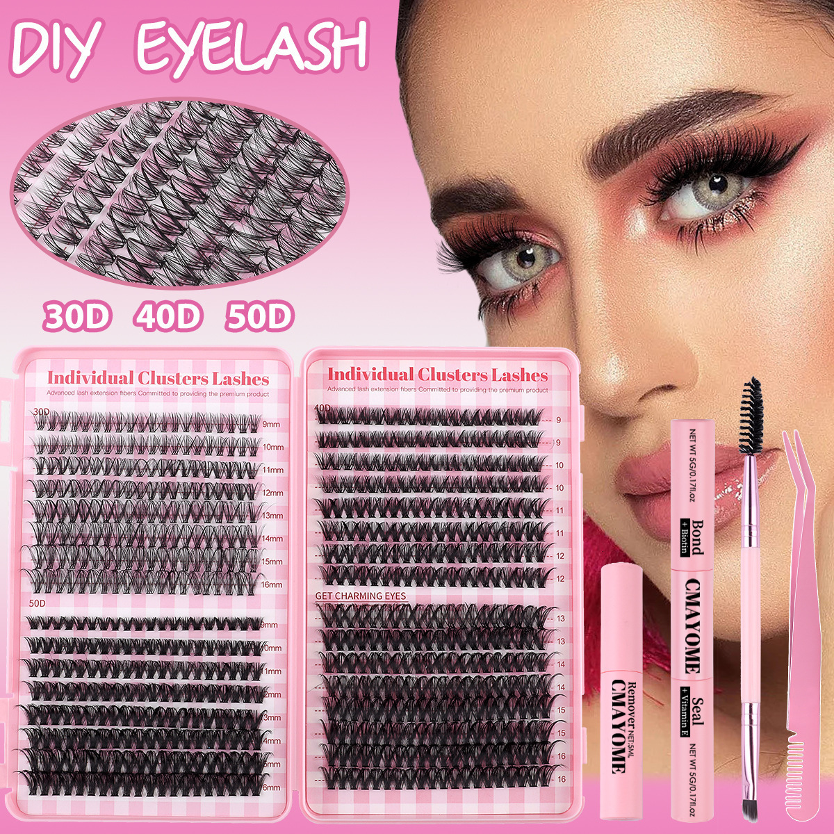 Eyelash Clusters Kit Large capacity Wispy Individual Lashes Natural DIY Cluster Eyelash Extensions for Beginners 241218