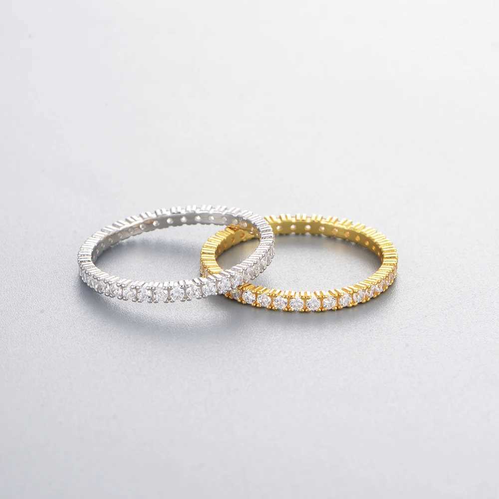 full western train bridal jewelry S925 Sterling silver 14k gold plated Emerald Cubic Zirconia Eternity Band Rings for womenXJ250514