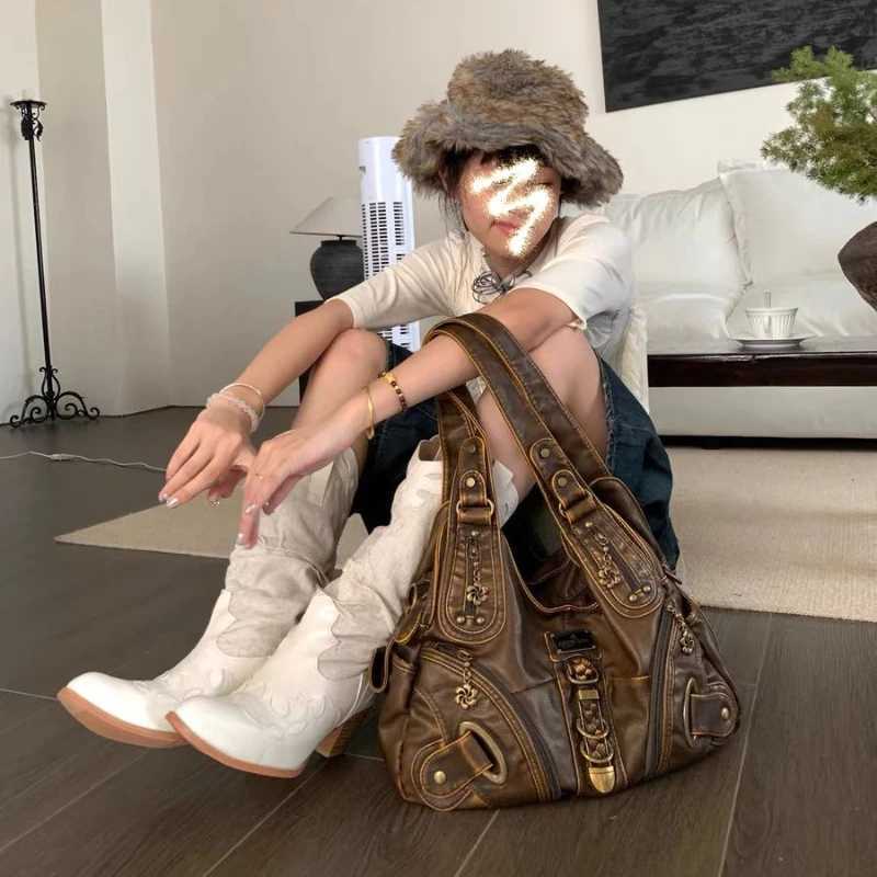 Y2k Ahetic Vintage Womens Handbags Casual Grunge Streetwear Shoder Underarm Bag Fem All My Trendy Tote Bags Z250514