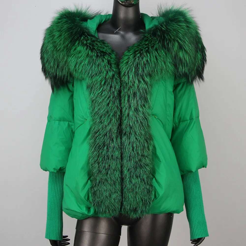 Jacket Women Warm Hooded Natural Thick Winter Loose Oversize Duck Down Streetwear Outerwear Real Fox Fur Coat Woman