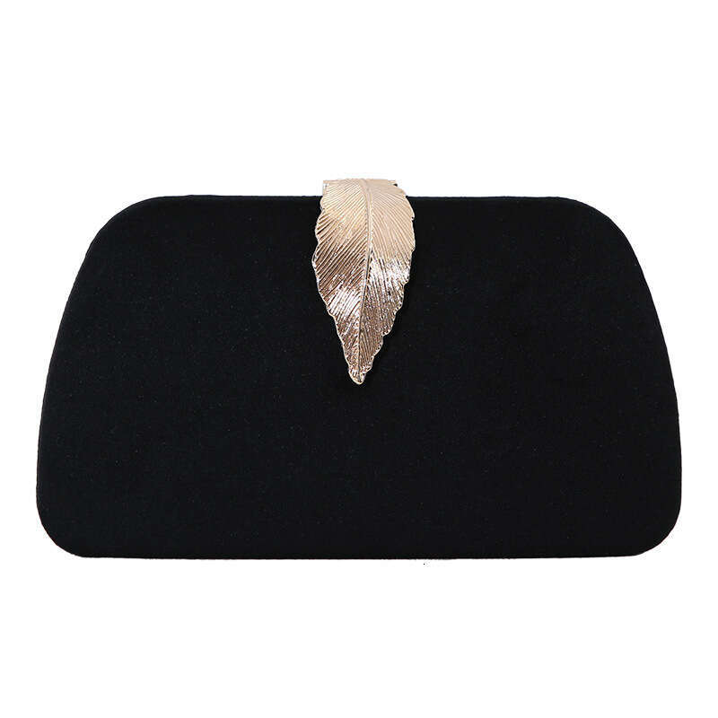 Fashionable Veet Metal Leaf Dress Paired with Banquet Handbag Small Square Bag for Women 2025 New Style Elegant and Unique