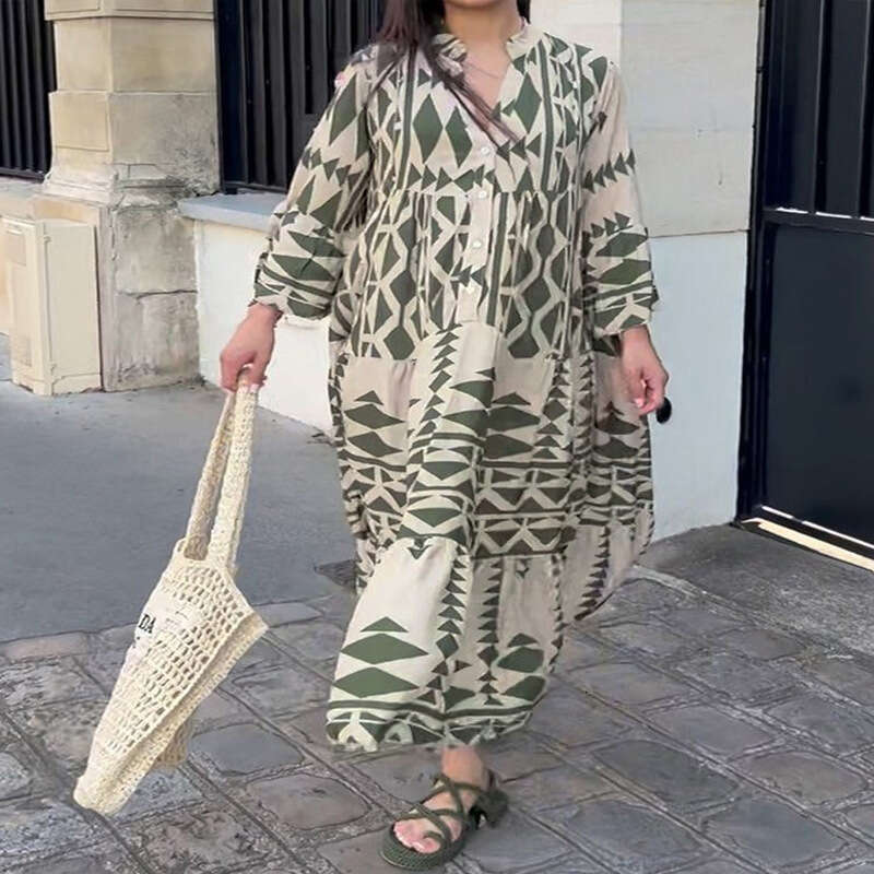 Women Clothes Dress Oversized Women S Autumn New Pullover Print Bohemian Dress For Women KQ