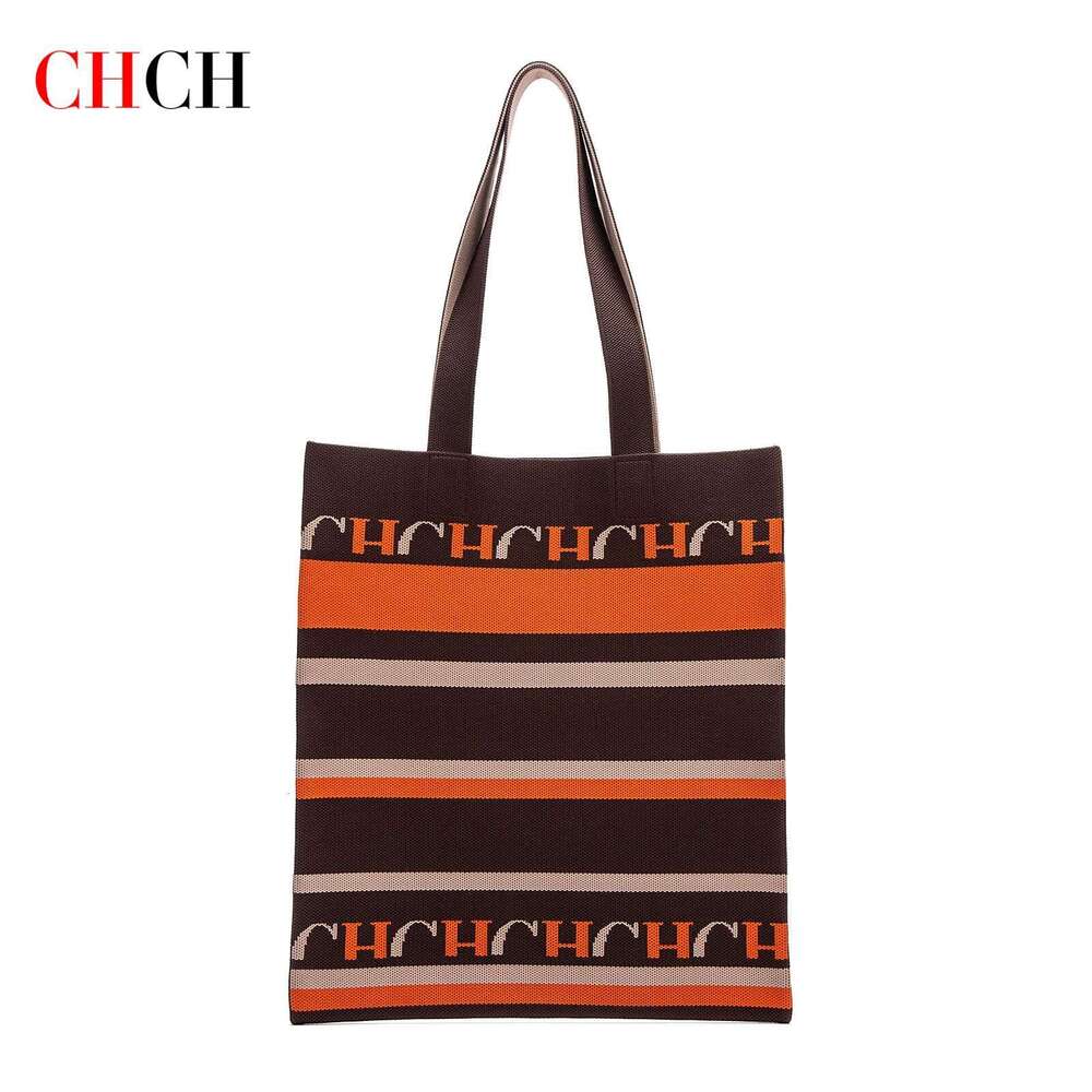 CHCH Women's Tote New Striped Portable Handbag Student Shoulder Bag 250513