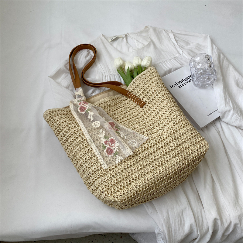 Top New Bag Summer Women's Multi functional Designer 2025 New Large Capacity Advanced Retro Versatile Single Shoulder Handbag Holiday Woven Beach