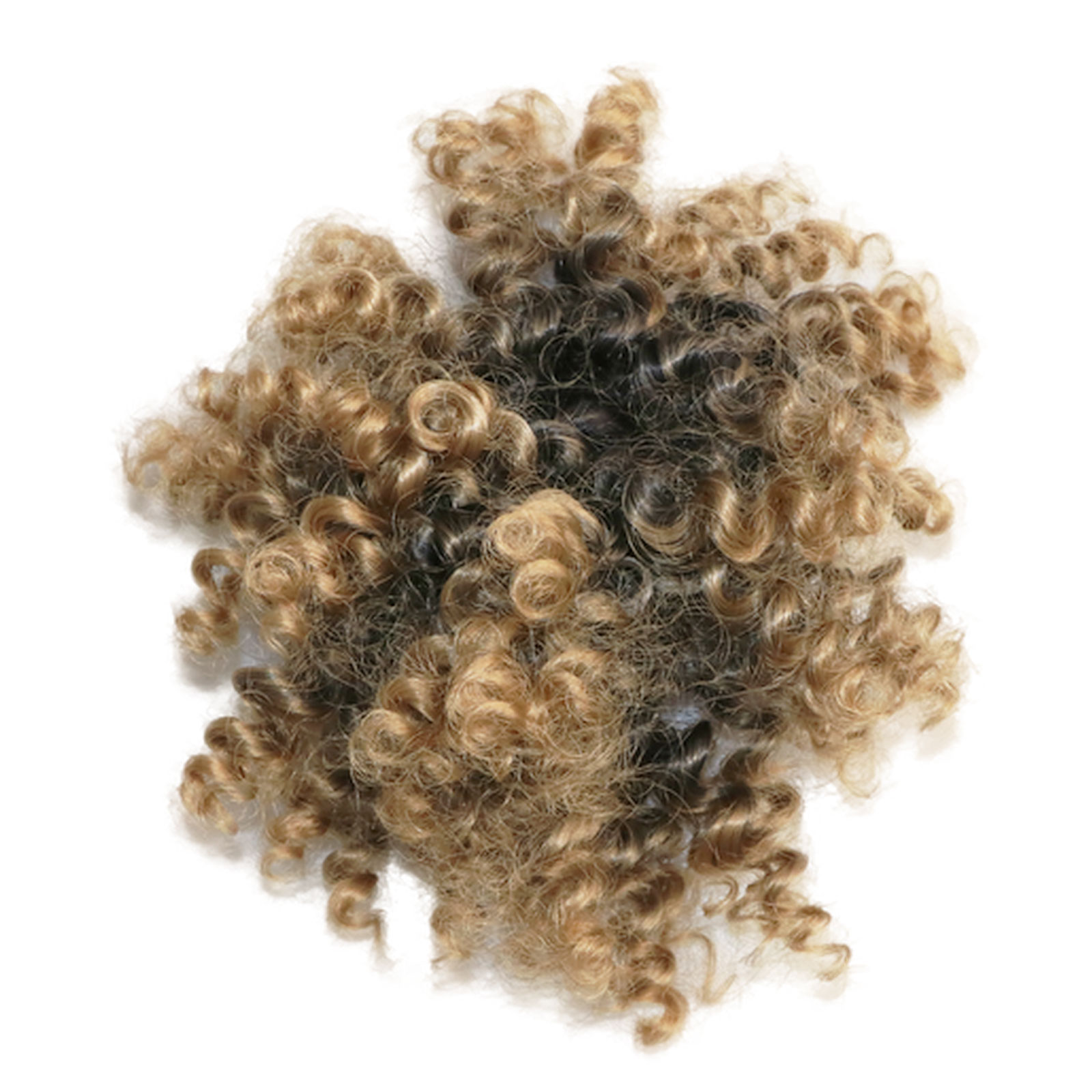 Ombre Color Afro Puff Drawstring Ponytail Bun with Bangs-Heat Resistant Synthetic Kinky Curly Ponytail Updo Hair Extensions with Two Clips, Curly Wome