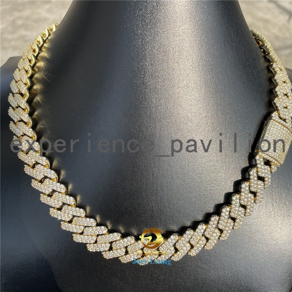 Pass Diamond Tester S925 Mens Initial Necklace VVS Moissanite Diamond Hip Hop Jewelry Fully Iced Out Miami Cuban Link Chain