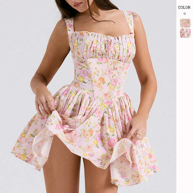 Bodycon Dresses for Women Floral Dress Dress Designer Sexy Summer Dress with Floral Suspender Slim Fit and Slimming Effect Ballet Style Fluffy Small S