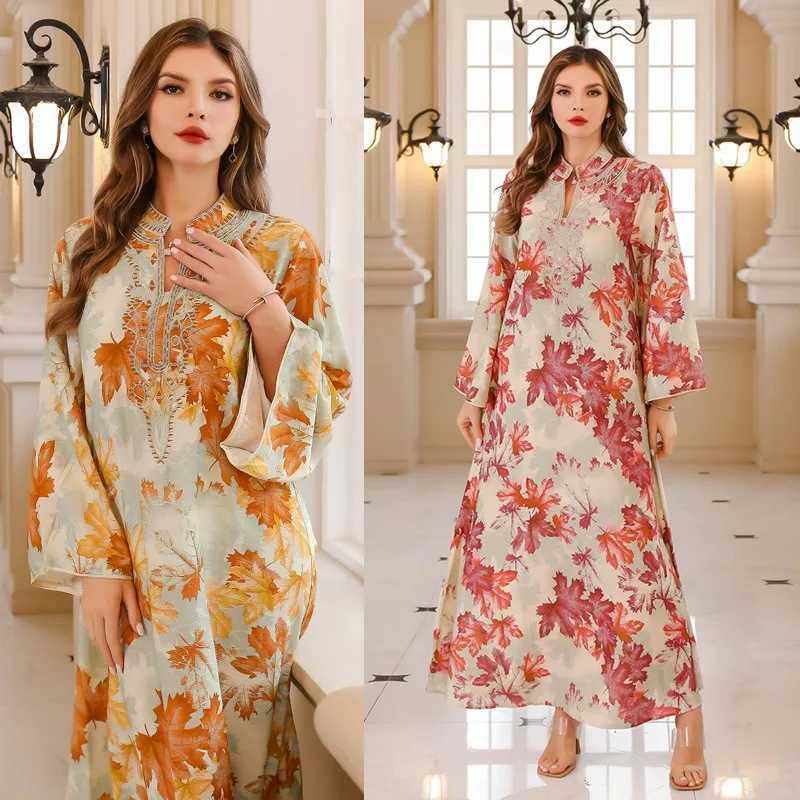 Summer Floral Printed Arabic Dubai Dress For Women Grn Ramadan Eid Fashion Muslim Moroccan Kaftan Turkey Islamic Clothing X250514